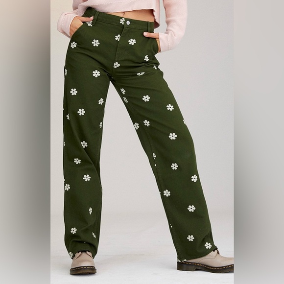 PacSun Stamped Floral Boyfriend Carpenter Pants - Picture 1 of 9